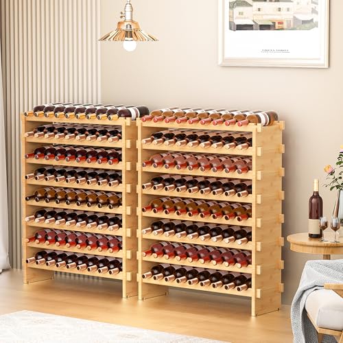 Bamboo Stackable Wine Rack (Natural / 8-Tier)