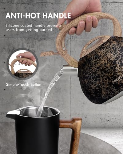 POLIVIAR Tea Kettle (2.7 Quarts / Black/Gold)