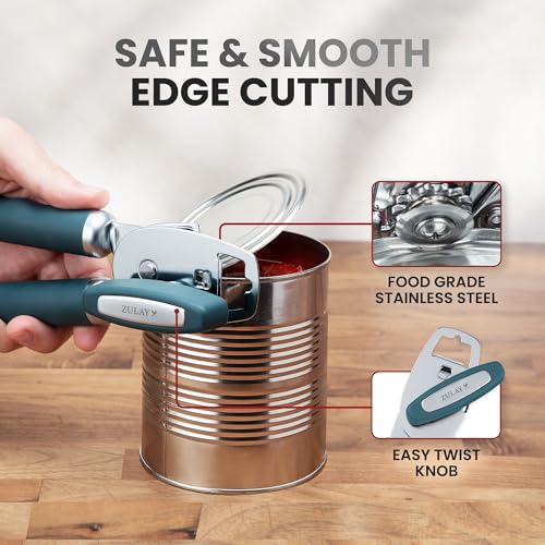 Manual Can Opener Heavy Duty Patented Stainless Steel (Green / Comfy Grip)