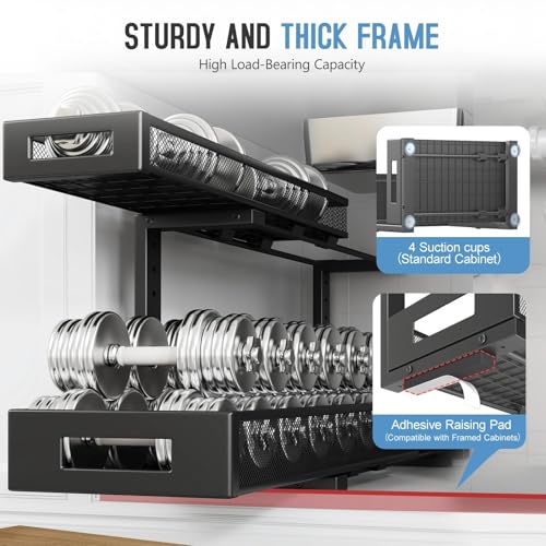 2 Pack 20.47IN Depth Under Sink Storage Organizer (Black / 2 Pack-20.47"Dx11.4"-16.14"H)
