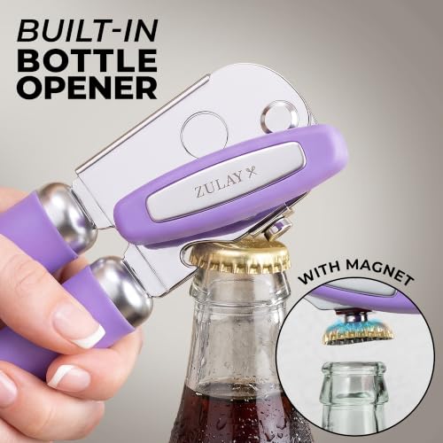 Stainless Steel Swing Open Manual Can Opener Comfortable Grip (Lavender / Swing Open)