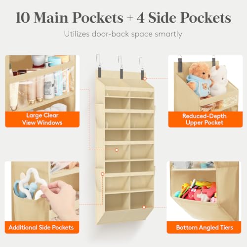 1 Pack Over the Door Organizer (Beige / 10 section)