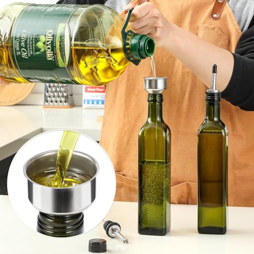 17oz Glass Olive Oil Bottle Dispenser (Dark Green / 17 Ounces)