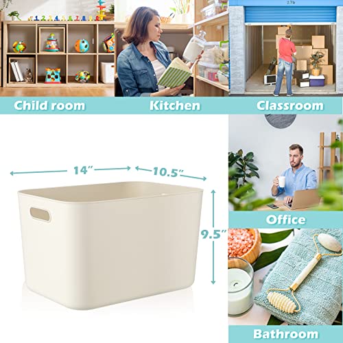 White Plastic Storage Bins (White / 14 x 10.5 x 9.5 Inch)