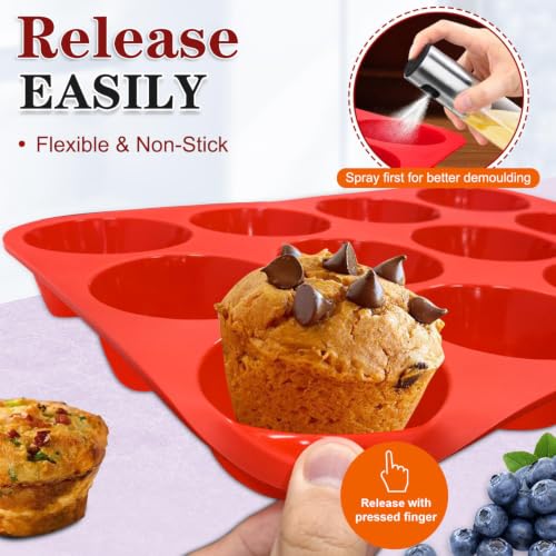 Silicone Muffin Pan Set of 3 (Muffin Pan Set / 3 Pcs: 24Cups + 12Cups + Top 6Cups)