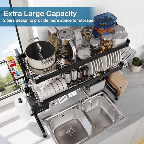 Over The Sink Dish Drying Rack (Black / 3 Tier Style B)