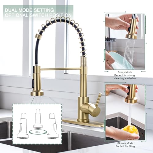 Pull Down Kitchen Faucet (Gold)