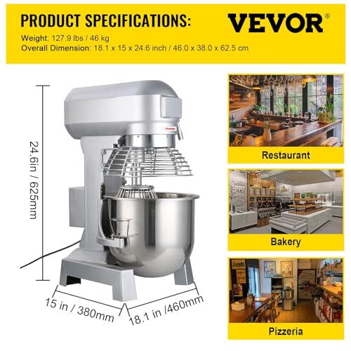 10Qt Commercial Food Mixer with Timing Function (2 Fl Oz)