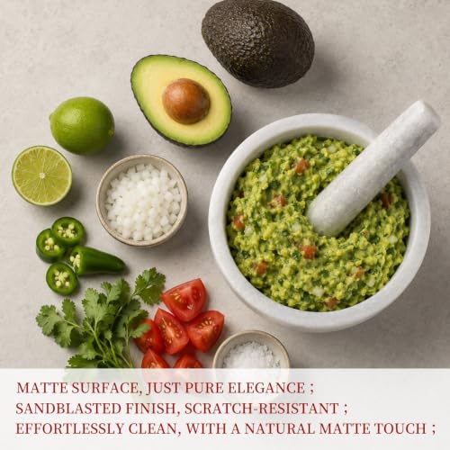 Marble Mortar and Pestle Set (Grey Marble Polished / 7in-4 cups)