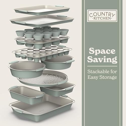 Nonstick Stackable Bakeware Set (Sage - 22 Pcs)