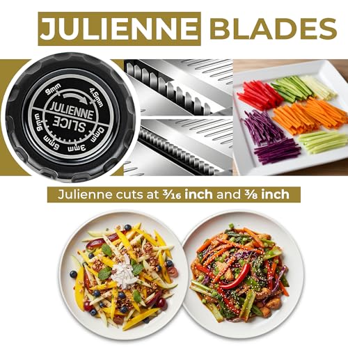 Gramercy Mandoline Slicer for Kitchen with 12 Slice Settings (Black/Silver)