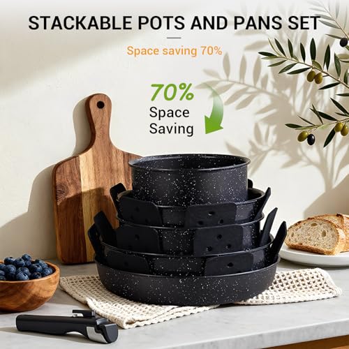 21Pcs Pots and Pans Set Non Stick with Detachable Handle Frying Pan (Frying Pan Set)