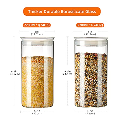 74oz Glass Canisters with Airtight Lid (Clear / 9.2-74oz 2Pack)