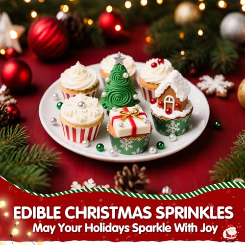 Edible Christmas Sprinkles for Cake Decorating (Christmas Pearl)