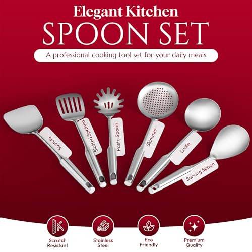 6 Pc Stainless Steel Cooking Utensils Set with Ergonomic Handles (6 Count)