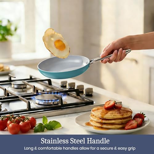 Premium Ceramic Frying Pan (8 inch / Caribbean Blue)