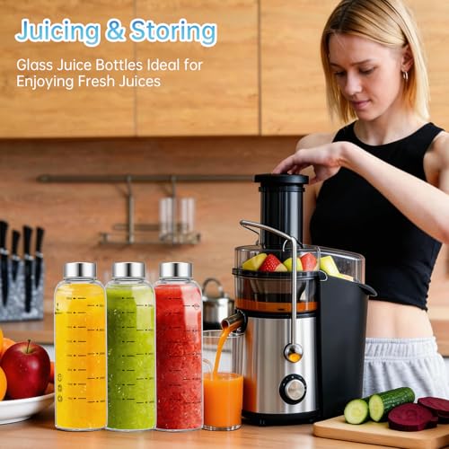 Glass Juice Bottles 4 Pack 12 oz (12 Ounces / 4 Pack Silver Lid)