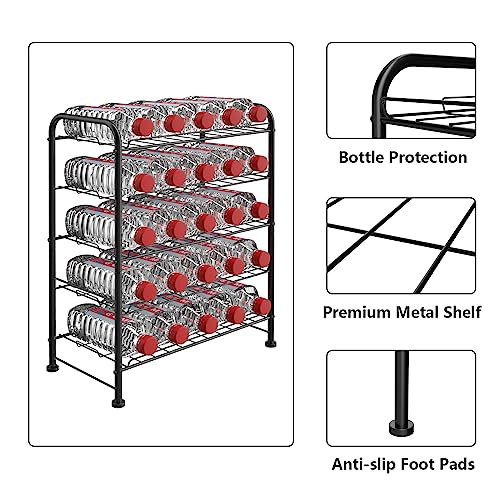 Water Bottle Organizer 5 Tier FreeStanding Water Bottle Storage Rack Metal Beverage Can Dispenser for Pantry (5 Count)