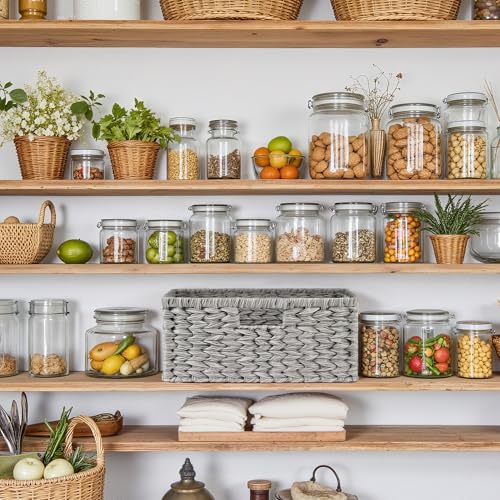 Wicker Storage Baskets for Shelves (Gray / 15"L x 11"W x 6¾"H)