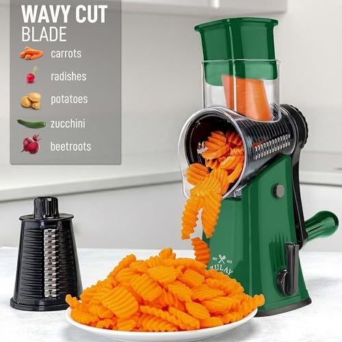 Rotary Cheese Grater Manual Hand Crank 5 Blade Shredder