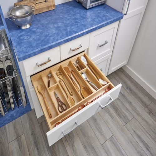 Trim-to-Custom-Fit Silverware Drawer Insert Divider Organizer (33" W / Shallow)