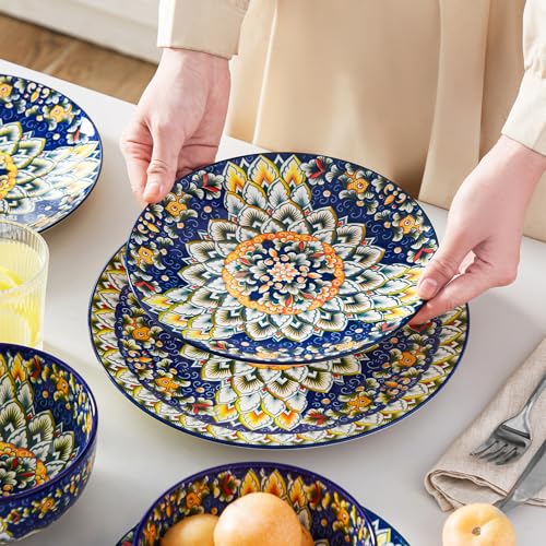12 Pieces Dinnerware Sets (Service for 4 (12 Pcs) / Bohemian Blue)