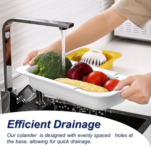 Extendable Sink Colander Strainer Basket (White)