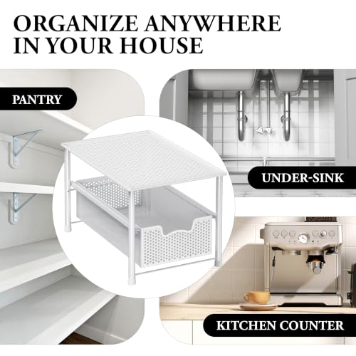 Stackable Under Sink Sliding Basket Drawer (White)
