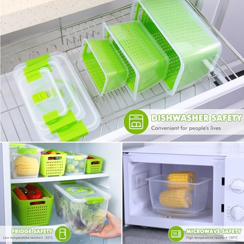 Produce containers for fridge (3pack green)