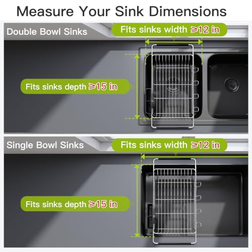 Dish Drying Rack in Sink (Silver / For 12"-30"w Sink)