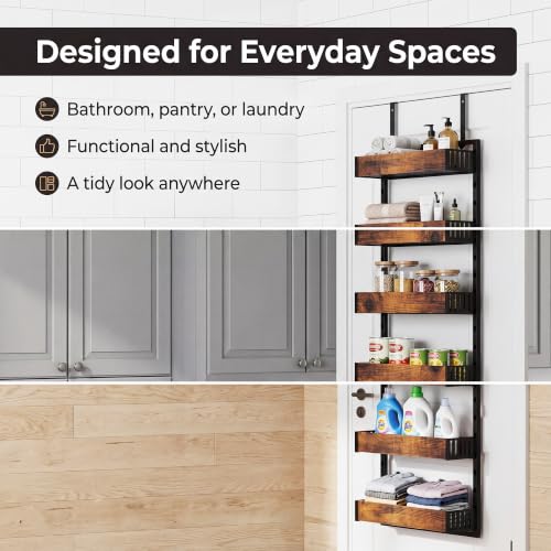 2 Pack Over the Door Pantry Organizer (Black-2P 6-Tier)