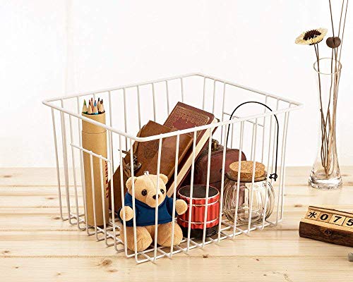 Freezer Baskets Freezer Wire Storage Basket (White / 11.8"L x 11.8"W x 7"H)