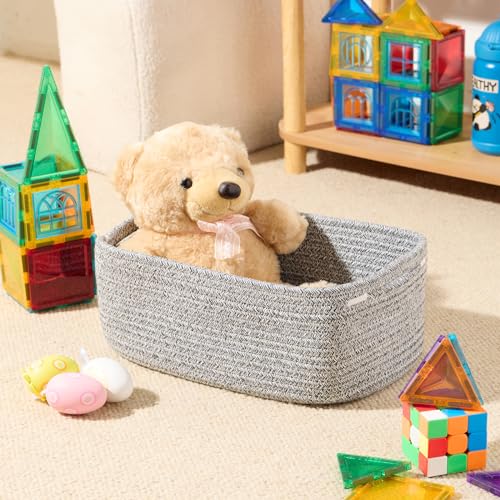 Small Storage Baskets for Organizing (4pcs-L13xW8.5xH5.1" / Grey)