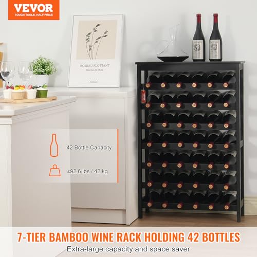 42 Bottle Modular Wine Rack (Black / 7-Tier 42 Bottles)
