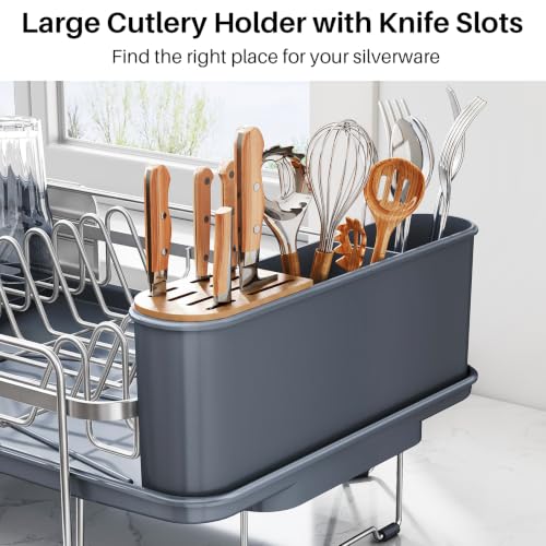Stainless Steel Dish Drying Rack for Kitchen Counter (Silver)