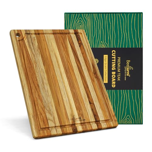 Teak Wood Board with Juice Groove & Hanging Hole (14"L x 10"W)