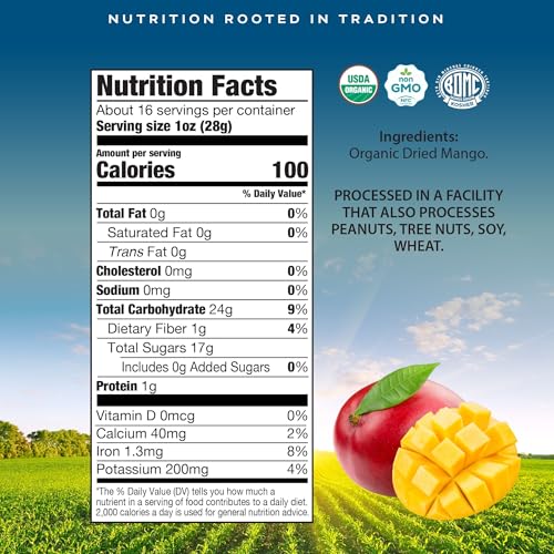 CROP BY POP Organic Sun Dried Mango Slices (Organic Dried Mango / 16 oz)