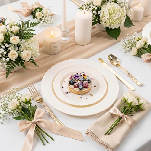 200 Pcs Ivory Plastic Plates (Ivory / 200 Pcs)