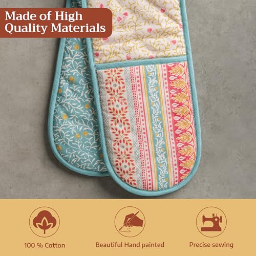 Double Oven Mitts 100% Cotton Double Oven Glove (122 - Carpo / 7" x 35" (Double Oven Mitt))