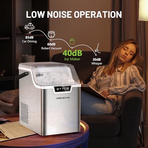 Nugget Countertop Ice Maker with Soft Chewable Ice 40Lbs (40 lb/24 Hours / Silver)