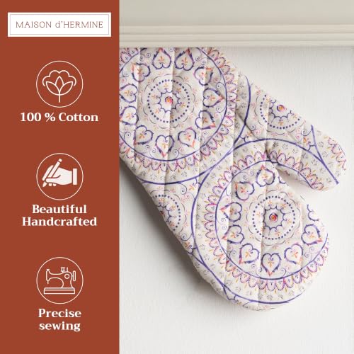 Maison d'Hermine Oven Gloves 100% Cotton Oven Mitt (090 - Mandala / 7.5" x 13" (Oven Mitt))