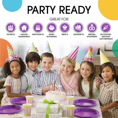 Exquisite Party Solids Sturdy Purple Plastic Plates 9" Party Plates 100 Pcs (9 inch / Purple)