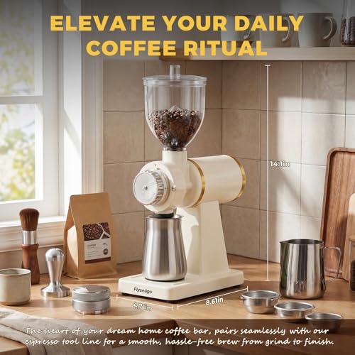 Electric Burr Coffee Grinder (Creamy White)