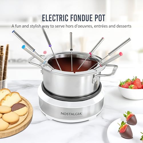 8 Cup Electric Fondue Pot Set for Cheese & Chocolate (White / 8 Cup)