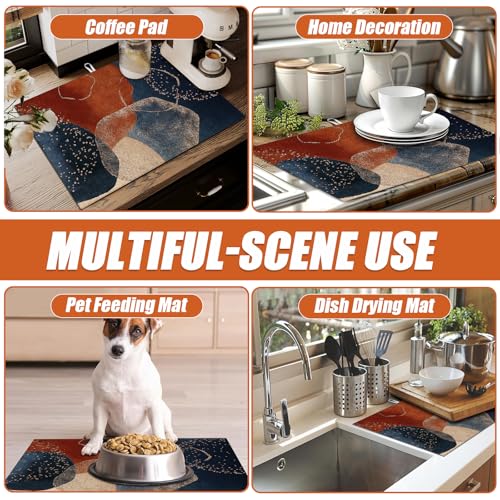 Abstract Stones Art Dish Drying Mat for Kitchen Counter Microfiber Absorbent Dish Kitchen Drying Mat Draining Reusable Washable for Dishes
