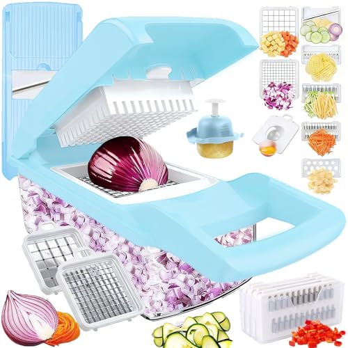 Vegetable Chopper Mandoline Slicer Home Kitchen Appliance Essential Gadget (Blue)