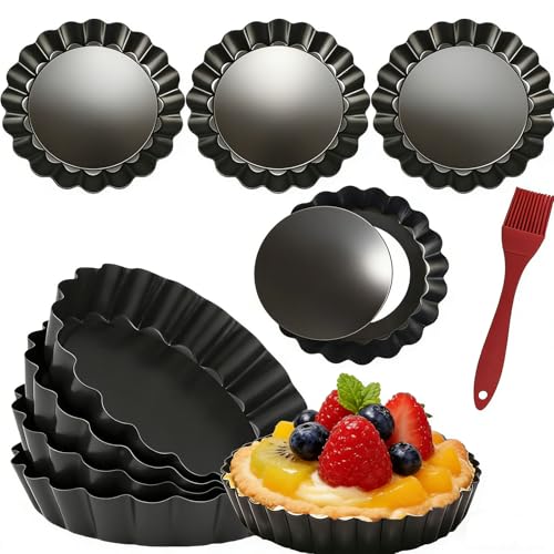 8 Pack Mini Tart Pans 4 Inch with Removable Bottom Round Nonstick Quiche Pan (4-inch X 0.75-inch)