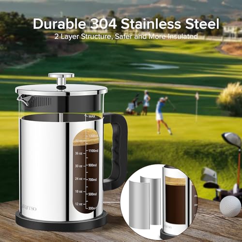 French Press Coffee Maker 51oz (Upgraded Stainless Steel Sliver / 51oz)