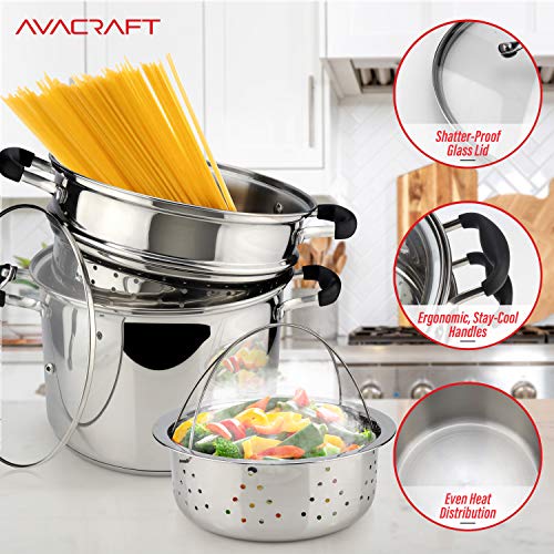 7 Quart 18 10 Stainless Steel 4 Piece Pasta Pot Set