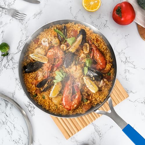 12 Inch Tri Ply Stainless Steel Frying Pan with Lid
